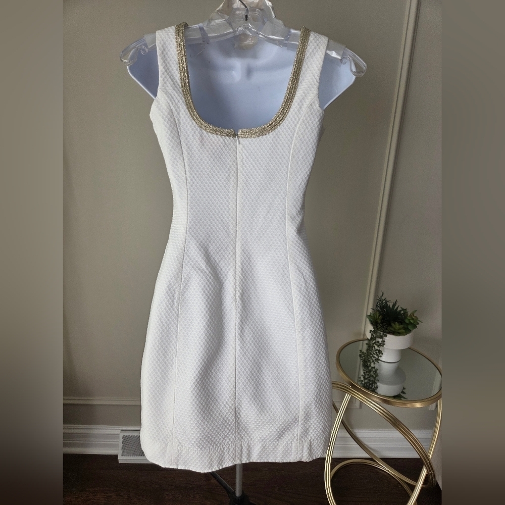 Lilly Pulitzer Elegant White and Gold Women's Dress Sz.00 - Picture 3 of 7